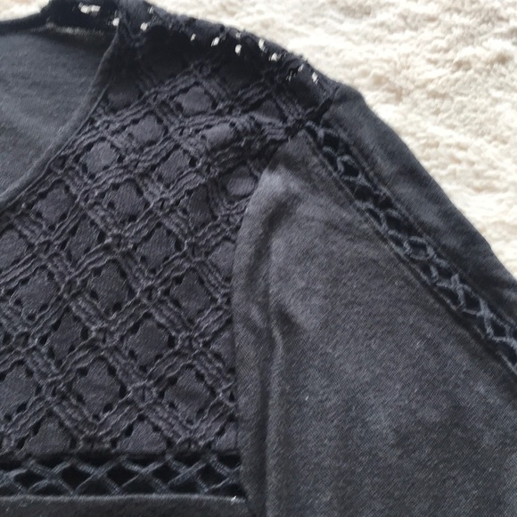 LOFT Black, long sleeved, open embroidered top, S - Picture 5 of 9